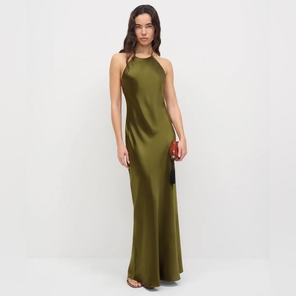 NWT Reformation Green Jeany Silk Dress